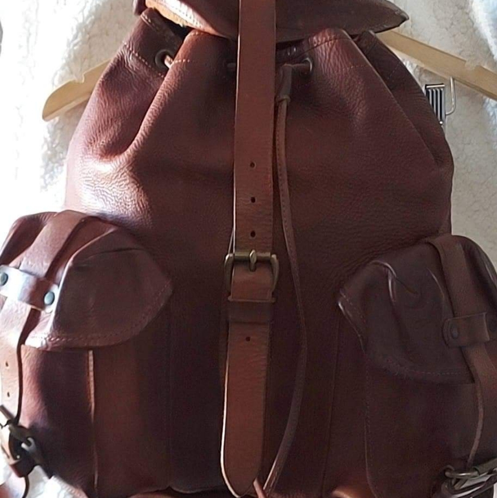Vintage brown leather Italian Ralph Lauren RRL Riley rucksack messenger backpack